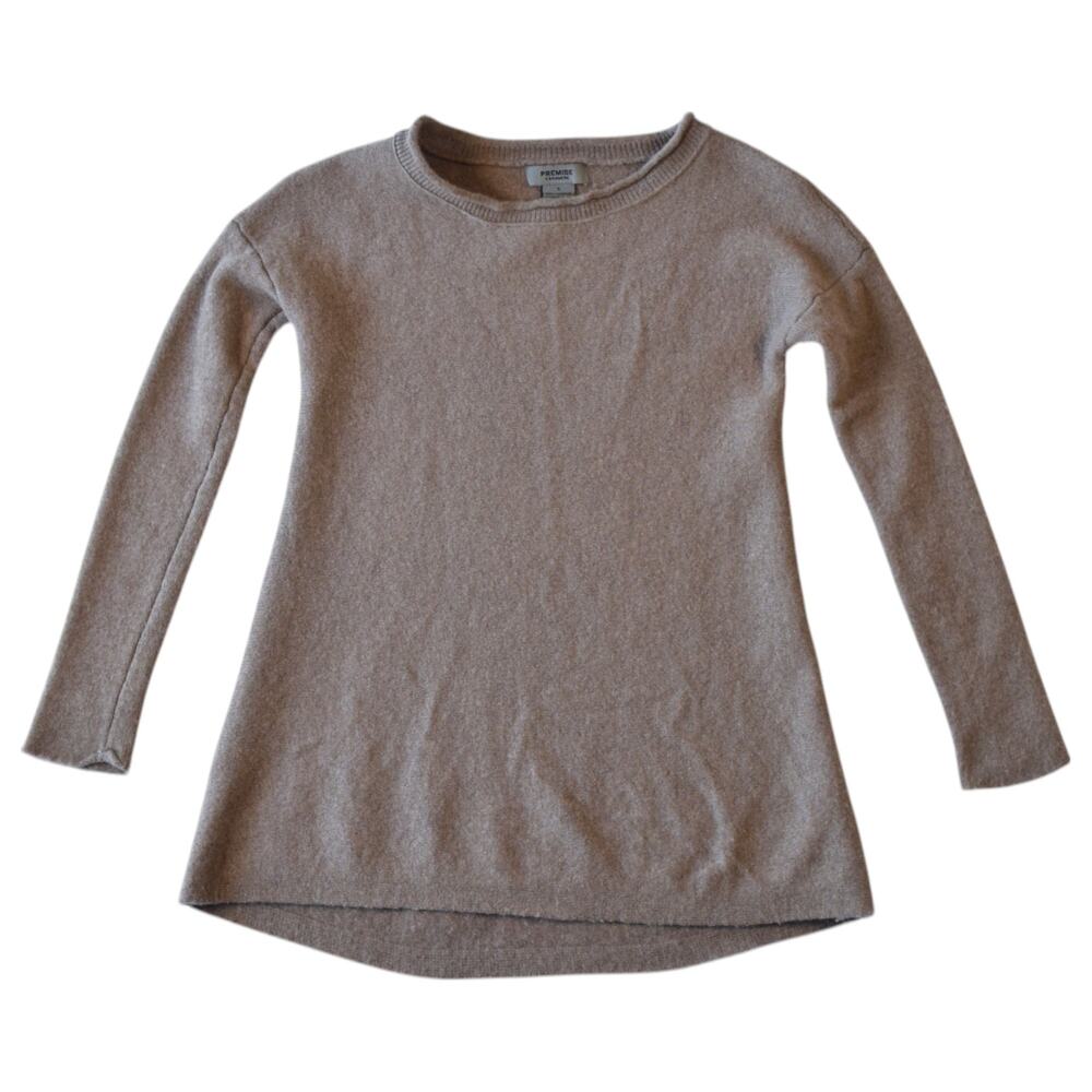 Premise 100% Cashmere Crewneck Sweater - Heather Taupe Brown - Size Small